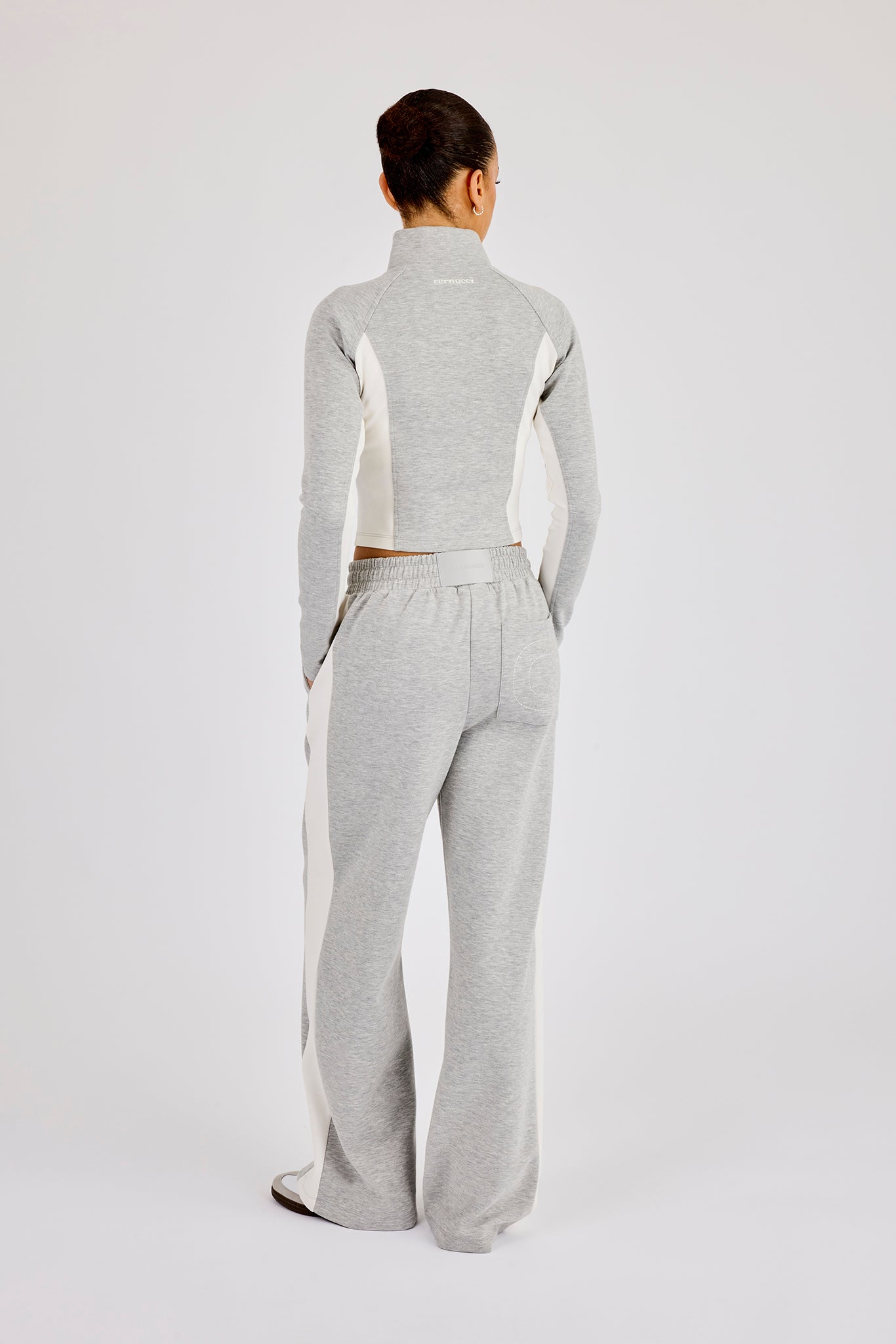 Soft Touch Panelled Fitted Funnel Neck & Panelled Jogger - Grey